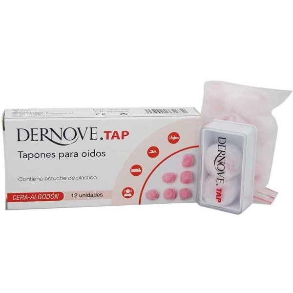 Dernova Tapones Oídos Cera Algodón 12 uds