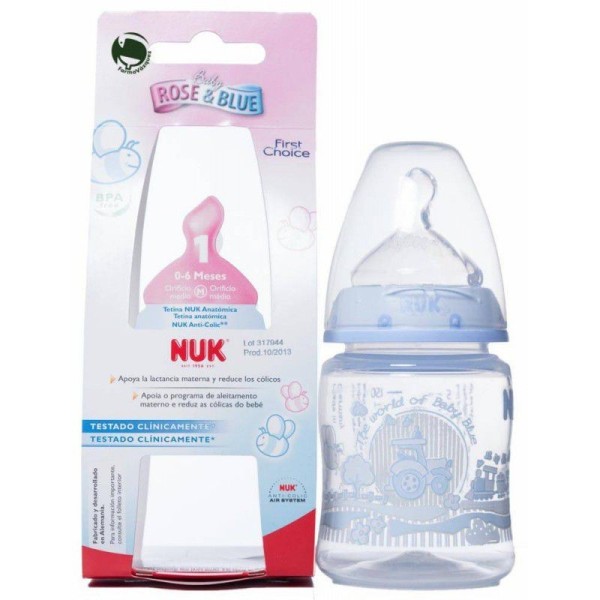 Nuk First Choice Biberón Baby Azul Tetina Silicona 150ml