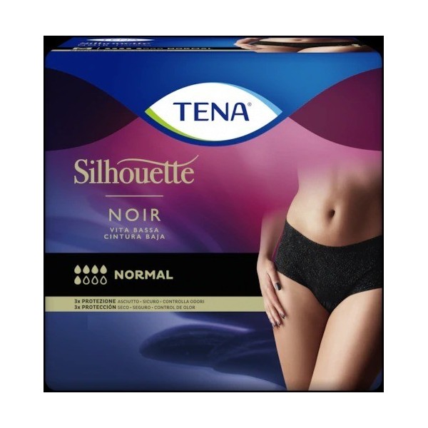 Tena Silhouette Normal Cintura Baja Negra Talla Mediana 10 uds