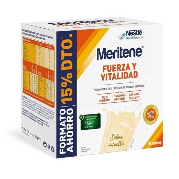 Meritene Fuerza y Vitalidad Sabor Vainilla 30 Sobres