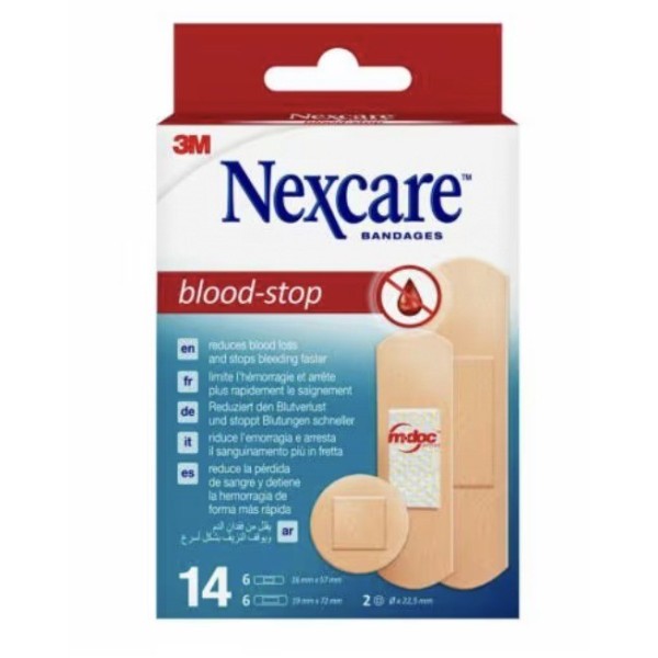 Nexcare Blood Stop Aposito Adhesivo Surtido 16 mm X 57 mm 14 U