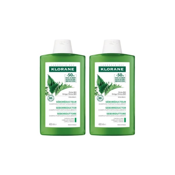 Klorane Champú De Ortiga Para Cabello Graso 2x400ml