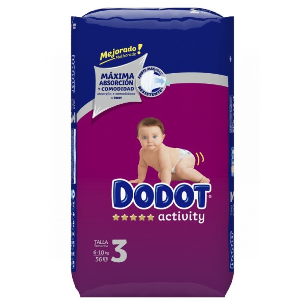 Dodot Plus Activity Pañal Infantil T-3 6 a 10 Kg. 56uds